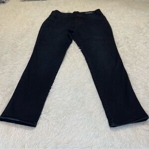 SOUND/STYLE LUCY PULL ON PANTS WOMENS SIZE L SILK DENIM CROP BLACK ELASTIC